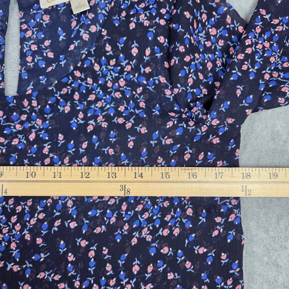 LC Lauren Conrad Blouse Womens Size Small Blue Floral Long Sleeve - Picture 10 of 12